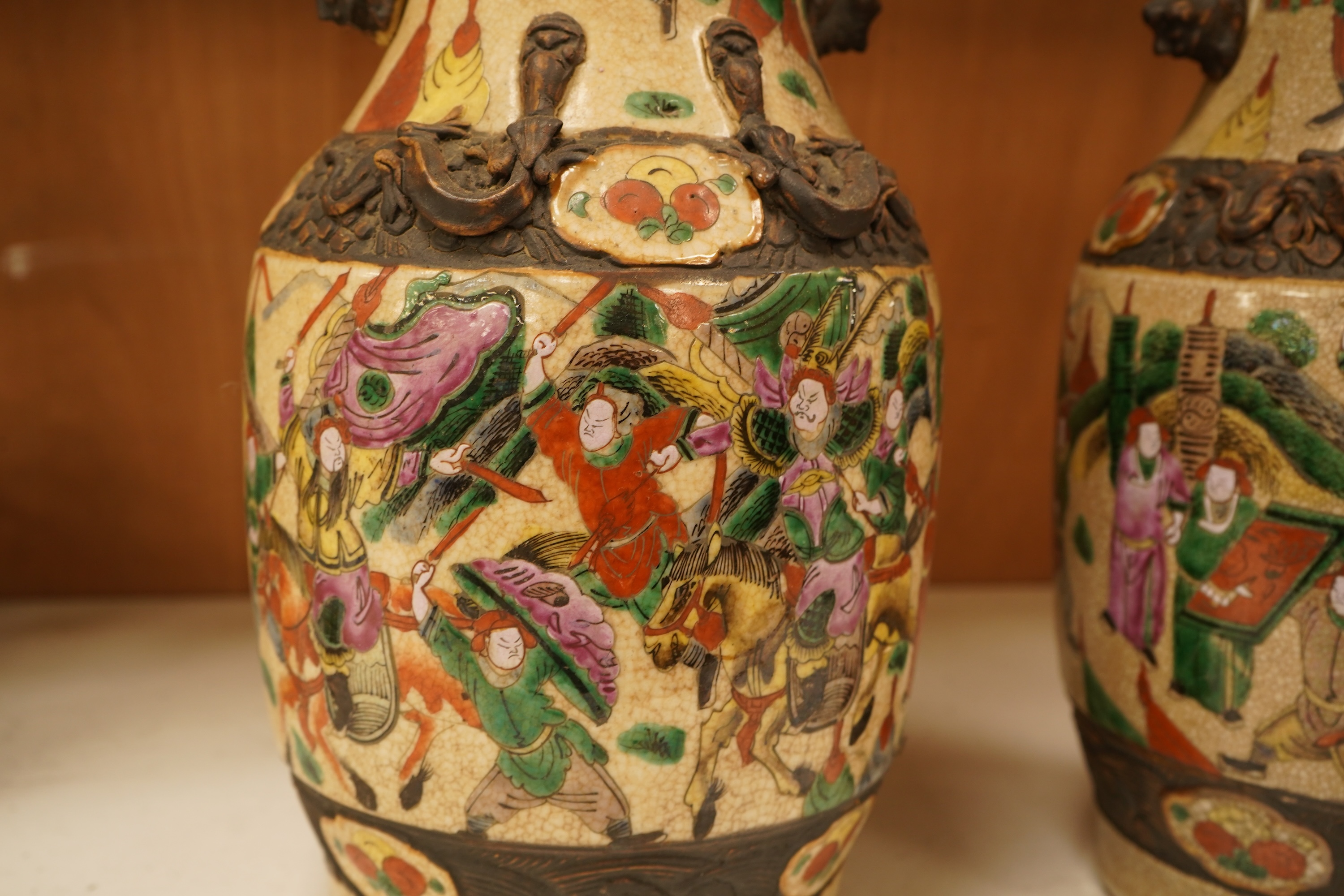 A pair of 19th century Chinese crackle glaze vases, 36cm